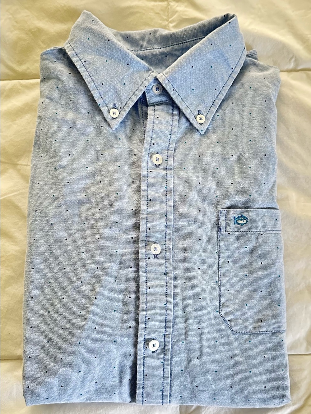 Southern Tide Oxford Blue Micro Dot Long Sleeve Button Down Men’s M Trim Fit
